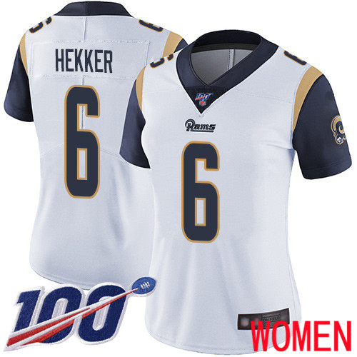 Los Angeles Rams Limited White Women Johnny Hekker Road Jersey NFL Football #6 100th Season Vapor Untouchable